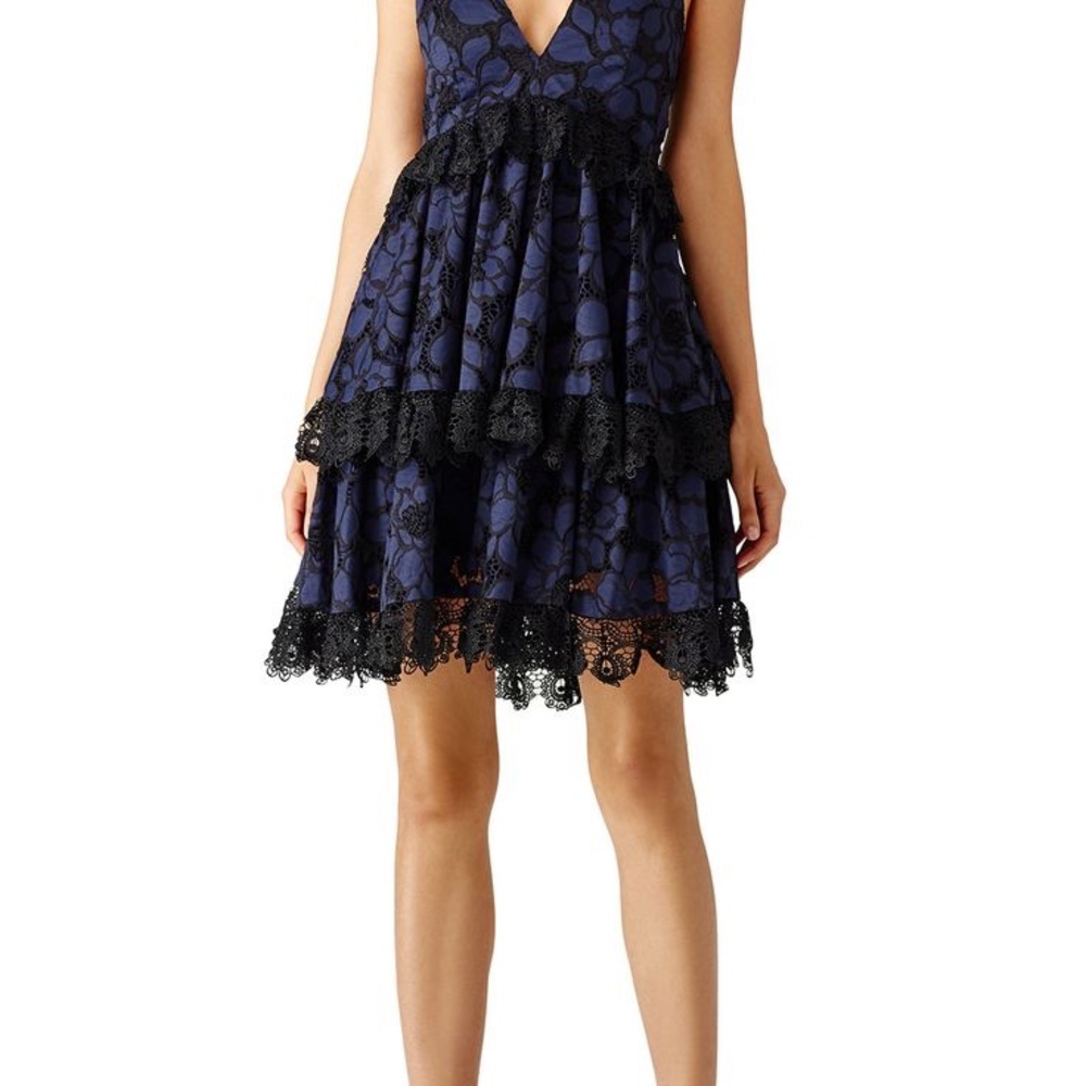 Kendall & Kylie Blue Black Tiered Mini Cocktail Dress